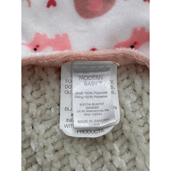 Modern Baby Pink Elephant Lovey Security Blanket Teether Rattle Plush Toy - Picture 3 of 12